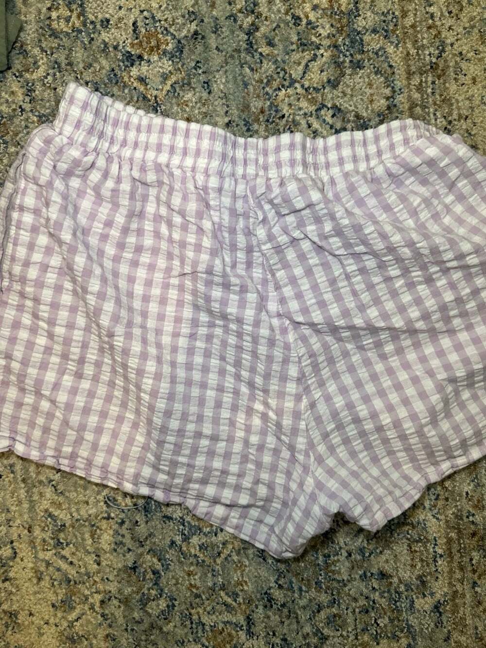 Cotton On Seersucker Gingham Pull On Lounge Shorts Purple US 8 - Picture 2 of 4